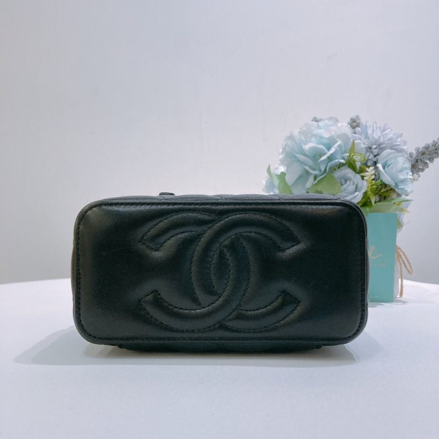 TW4932 Chanel 香奈兒經典長盒子連調節扣包包 Vanity Case With Gold Ball Black x GHW-6