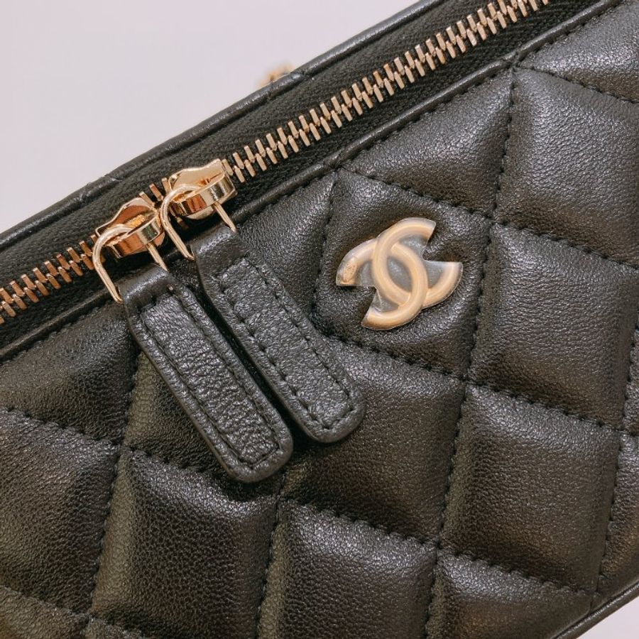 TW4932 Chanel 香奈兒經典長盒子連調節扣包包 Vanity Case With Gold Ball Black x GHW-12