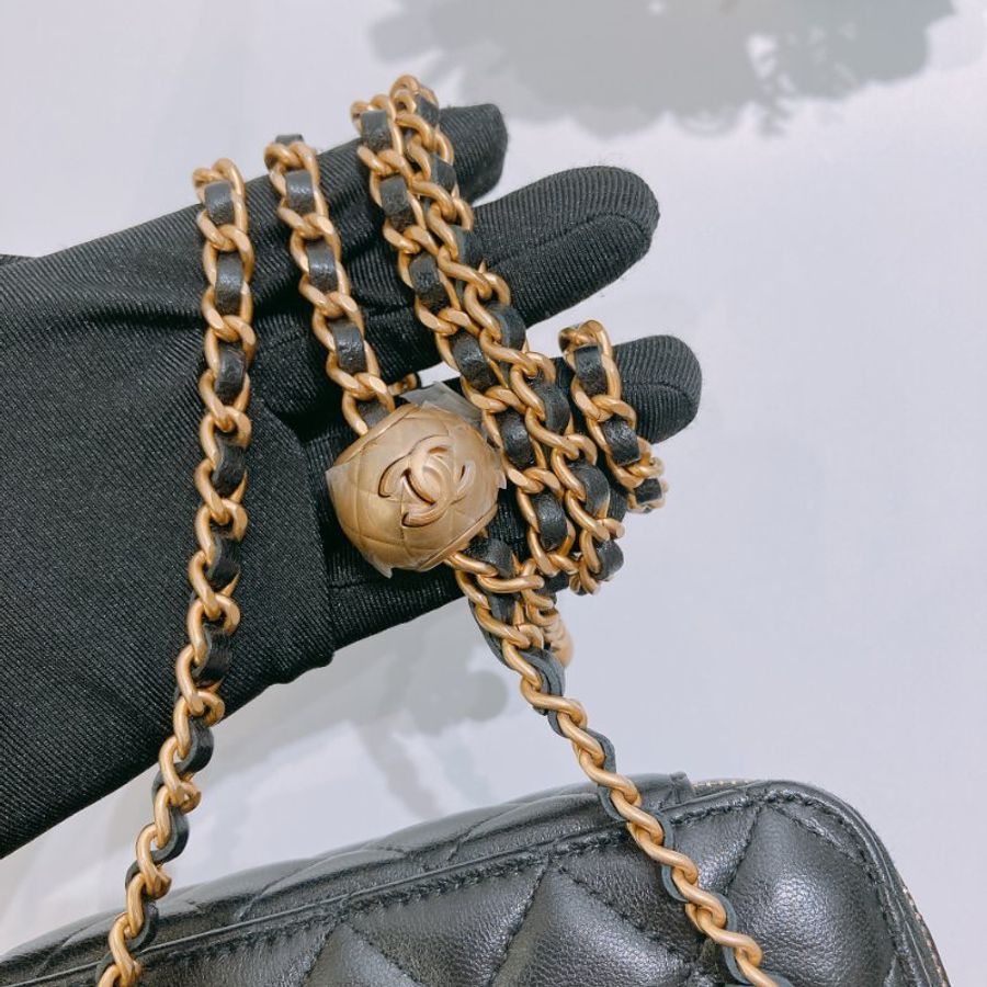 TW4932 Chanel 香奈兒經典長盒子連調節扣包包 Vanity Case With Gold Ball Black x GHW-16
