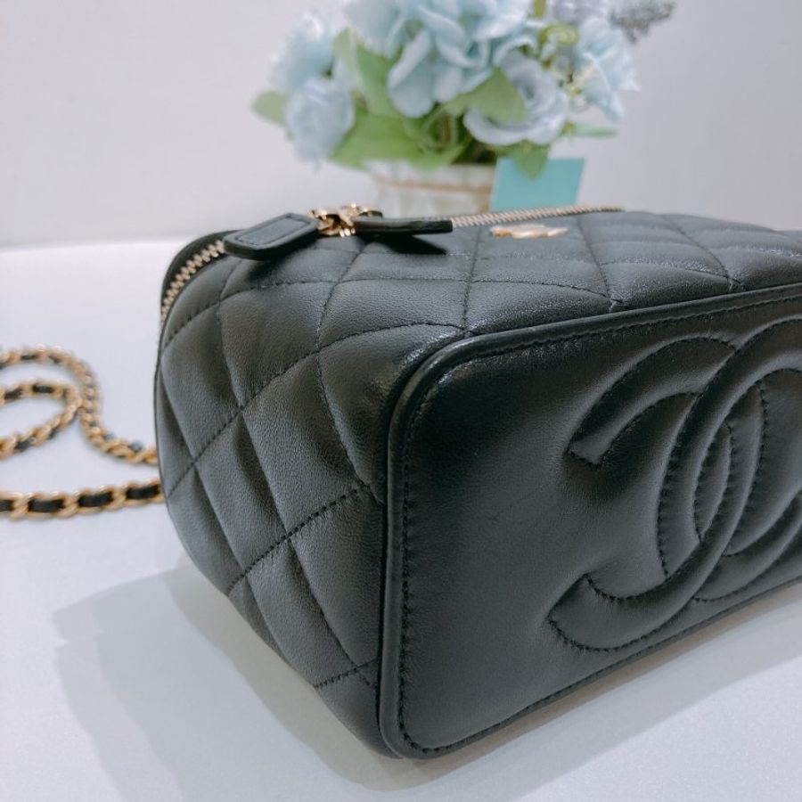 TW4932 Chanel 香奈兒經典長盒子連調節扣包包 Vanity Case With Gold Ball Black x GHW-18