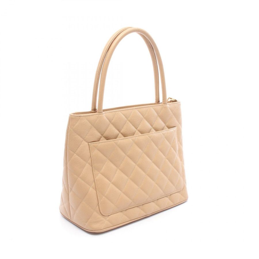香奈兒 (CHANEL) Medallion 托特包 A01804 粒面小牛皮 米色 二手 女士-1
