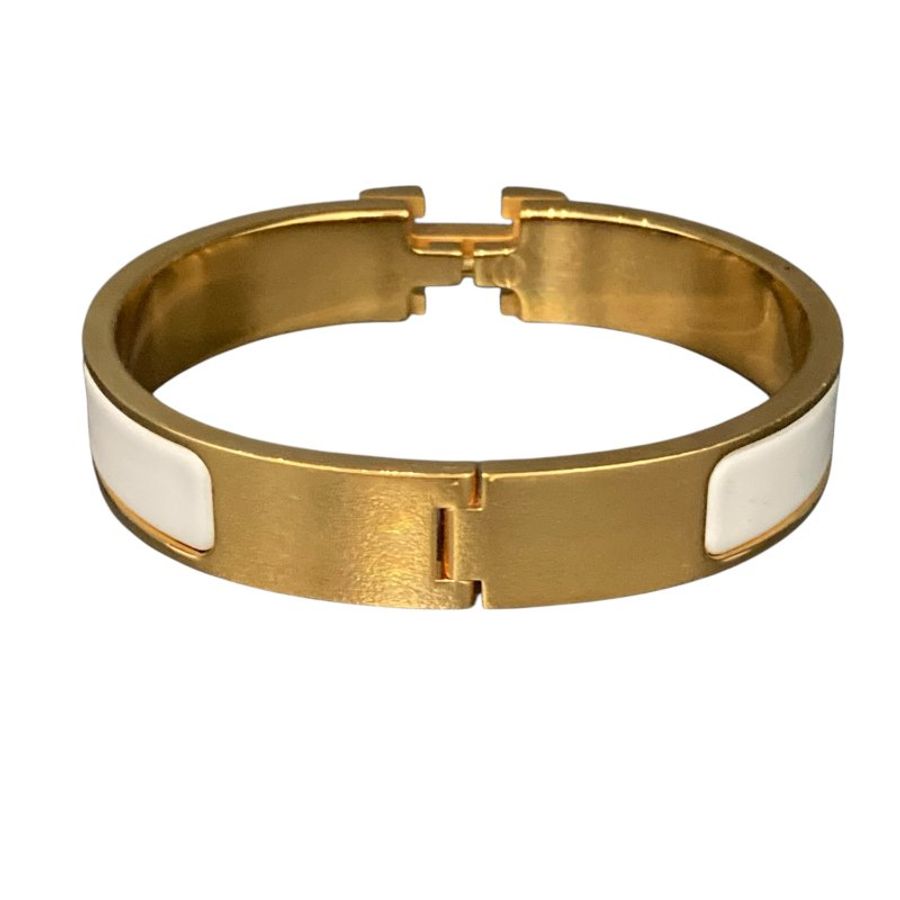 HERMES 愛馬仕 CLIC H BRACELET 白色 琺瑯-3