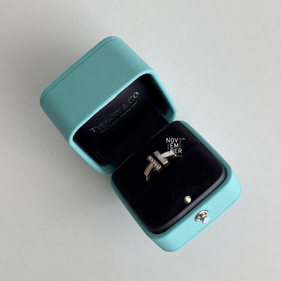 99新🆕 Tiffany & Co. 蒂芬妮 T Wire 線圈戒指 鑲鑽及珍珠母貝-6