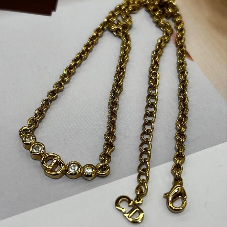 Dior CD鍍金水鑽鎖骨頸鏈(爆款款式)-2