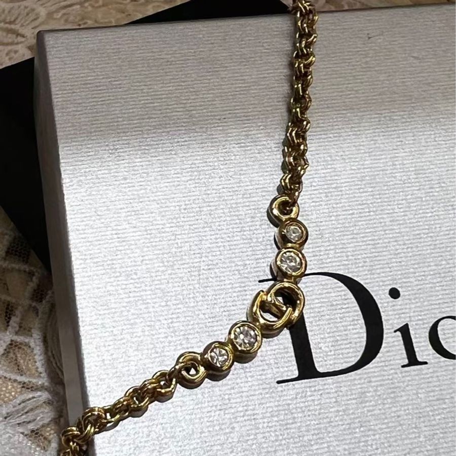 Dior CD鍍金水鑽鎖骨頸鏈(爆款款式)-3