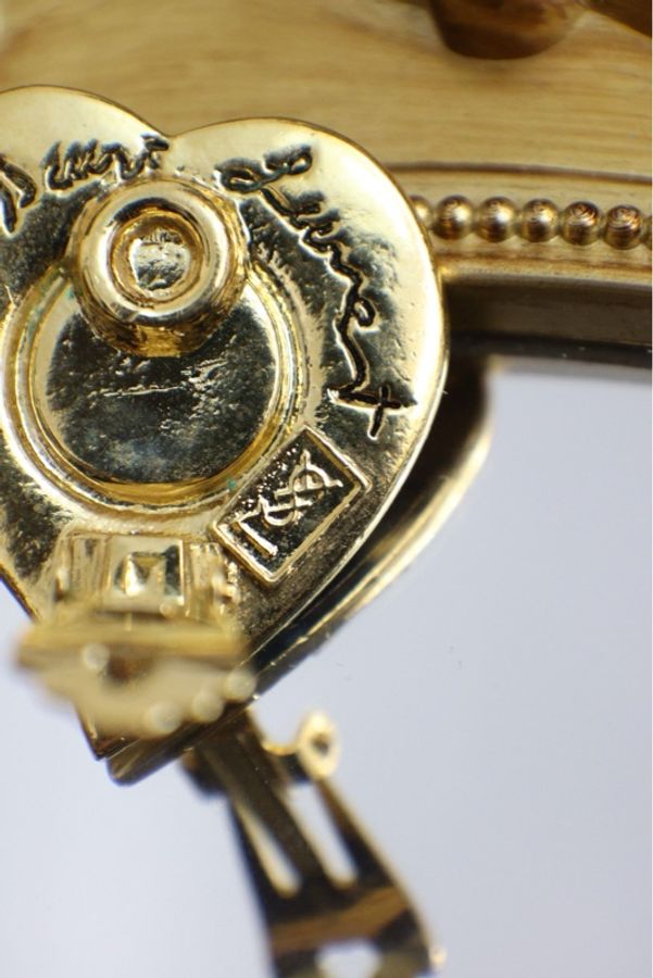 YSL素金蓝色琉璃爱心耳夹-7