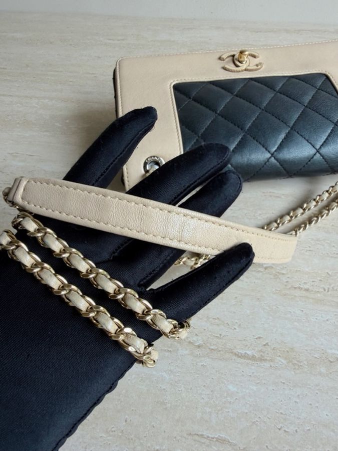 Chanel香奈兒cf拼色鏈條包 24開 底長25cm-6