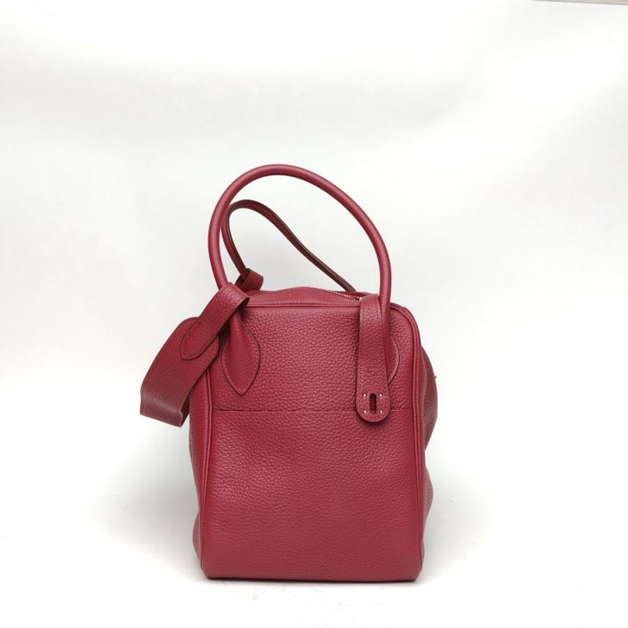 HERMES Lindy34寶石紅TC皮T刻銀扣肩背包-1