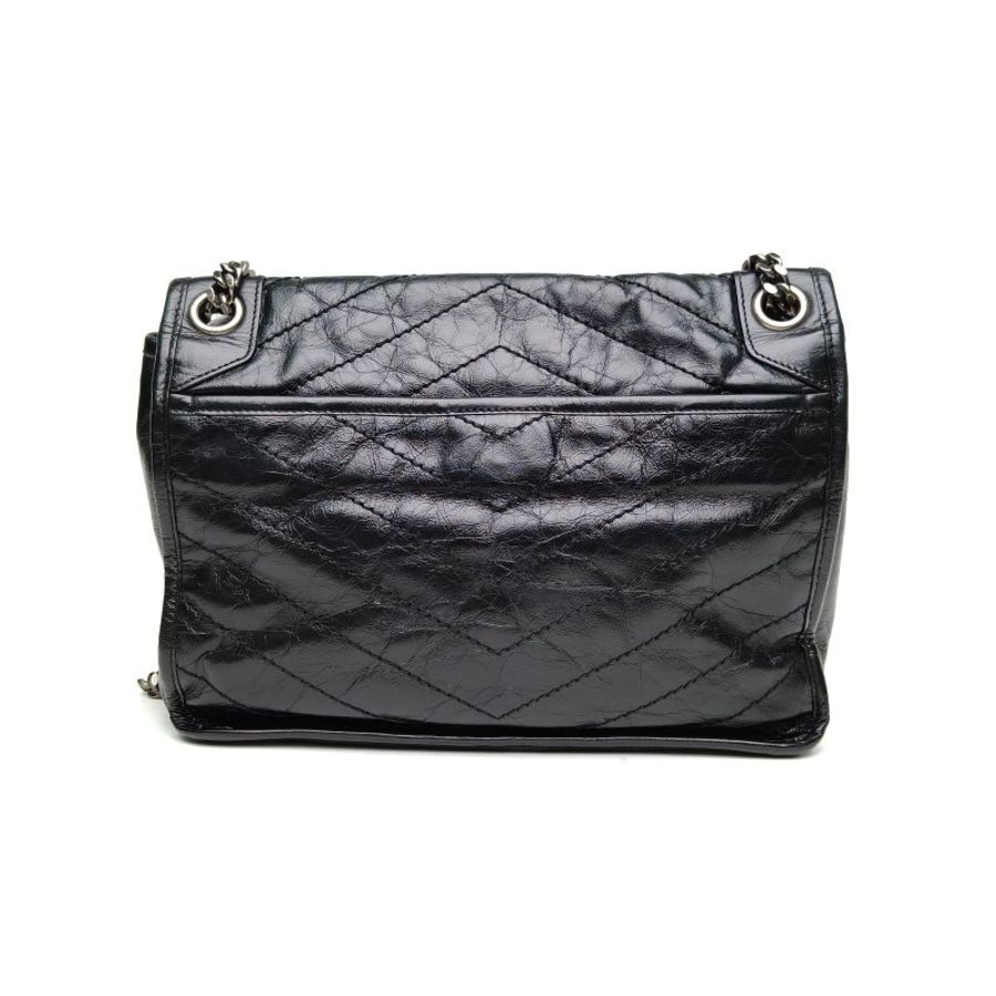 SAINT LAURENT Niki中號28黑色牛皮革銀扣肩背包-2