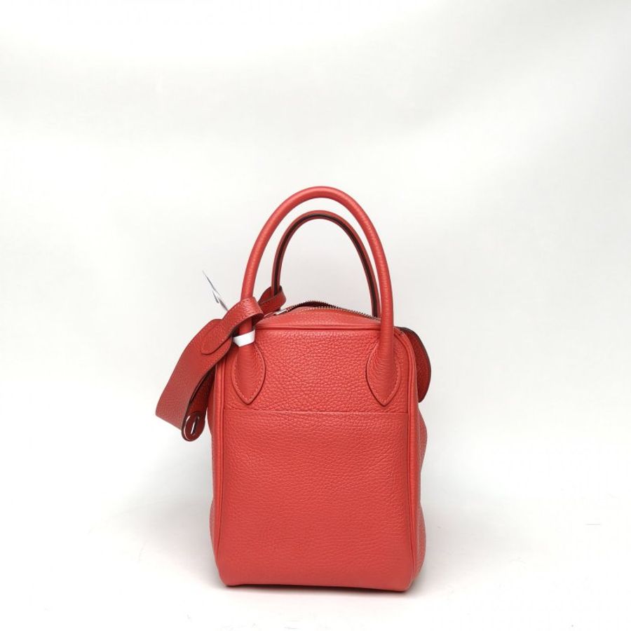 HERMES Lindy30齋普爾粉TC皮T刻銀扣肩背包-3