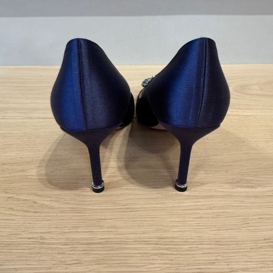 Manolo Blahnik 藍色緞面高跟鞋-6