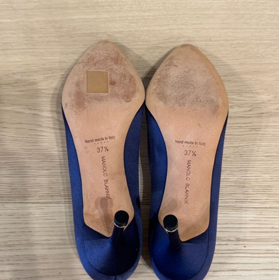 Manolo Blahnik 藍色緞面高跟鞋-8