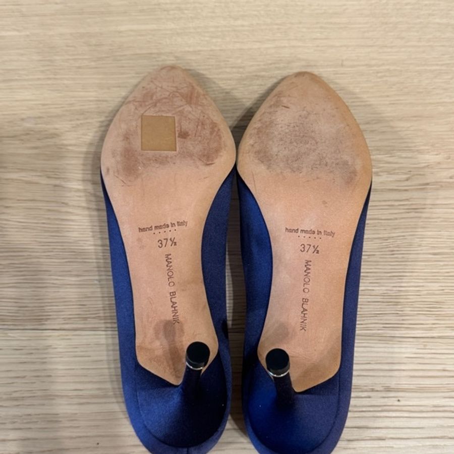 Manolo Blahnik 藍色緞面高跟鞋-10
