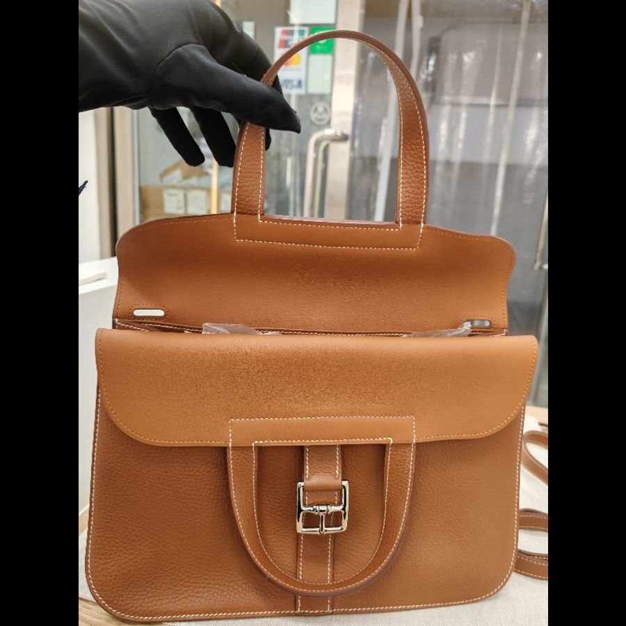 Hermes Halzan 31 金棕銀扣-11