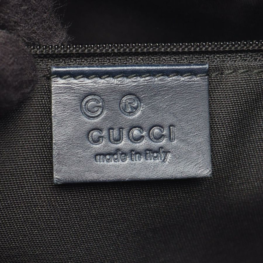 GUCCI GG Supreme 單肩斜背包 388924 帆布皮革 米色 海軍藍 二手-3
