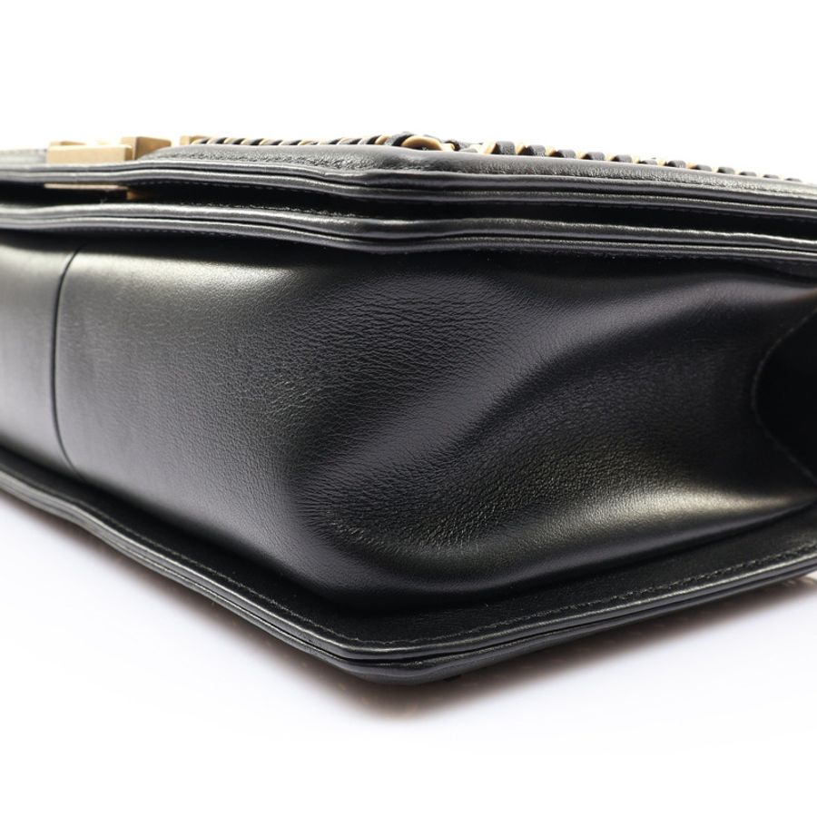 CHANEL 香奈兒 Handle Boy 25 黑色 羊皮 金釦 A94804-8