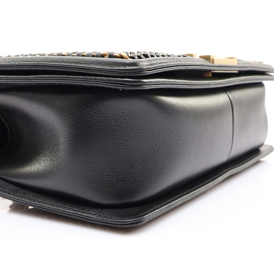 CHANEL 香奈兒 Handle Boy 25 黑色 羊皮 金釦 A94804-9