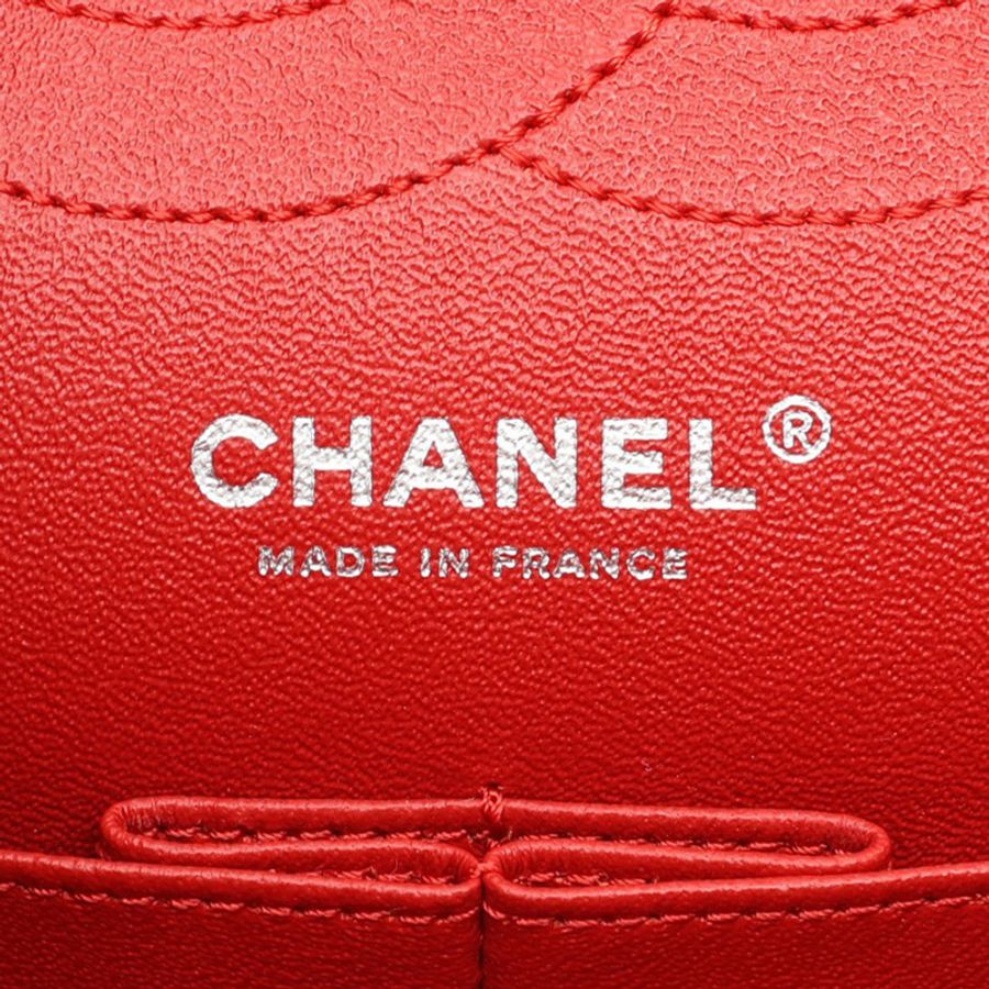 CHANEL 香奈兒 2.55 肩背包 紅色 絨布 銀釦-3