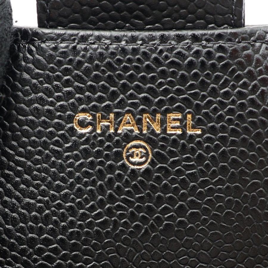 Classic 扣式長夾 荔枝紋 牛皮 黑色 金釦【CHANEL 香奈兒】 AP0241-4