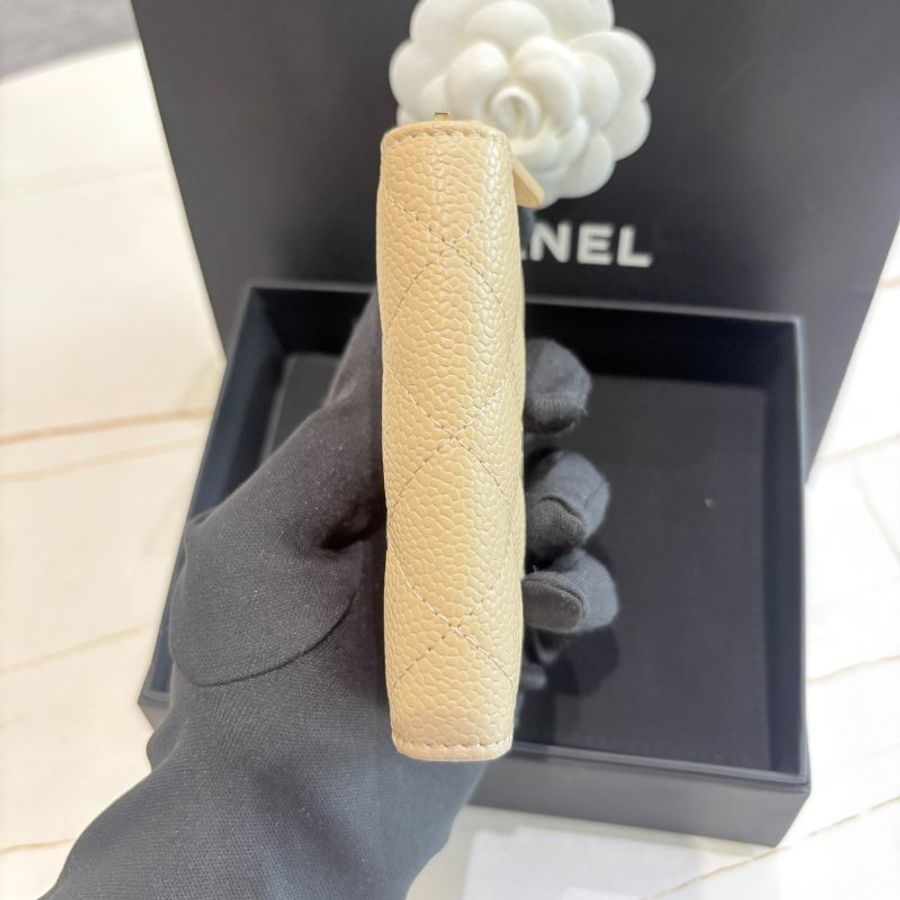 *SHIHNA名牌精品* CHANEL 奶茶淡金經典菱格紋拉鍊零錢包-8
