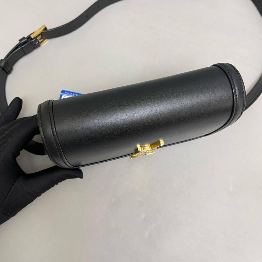 YSL solferino box小號黑金全皮豆腐包-5