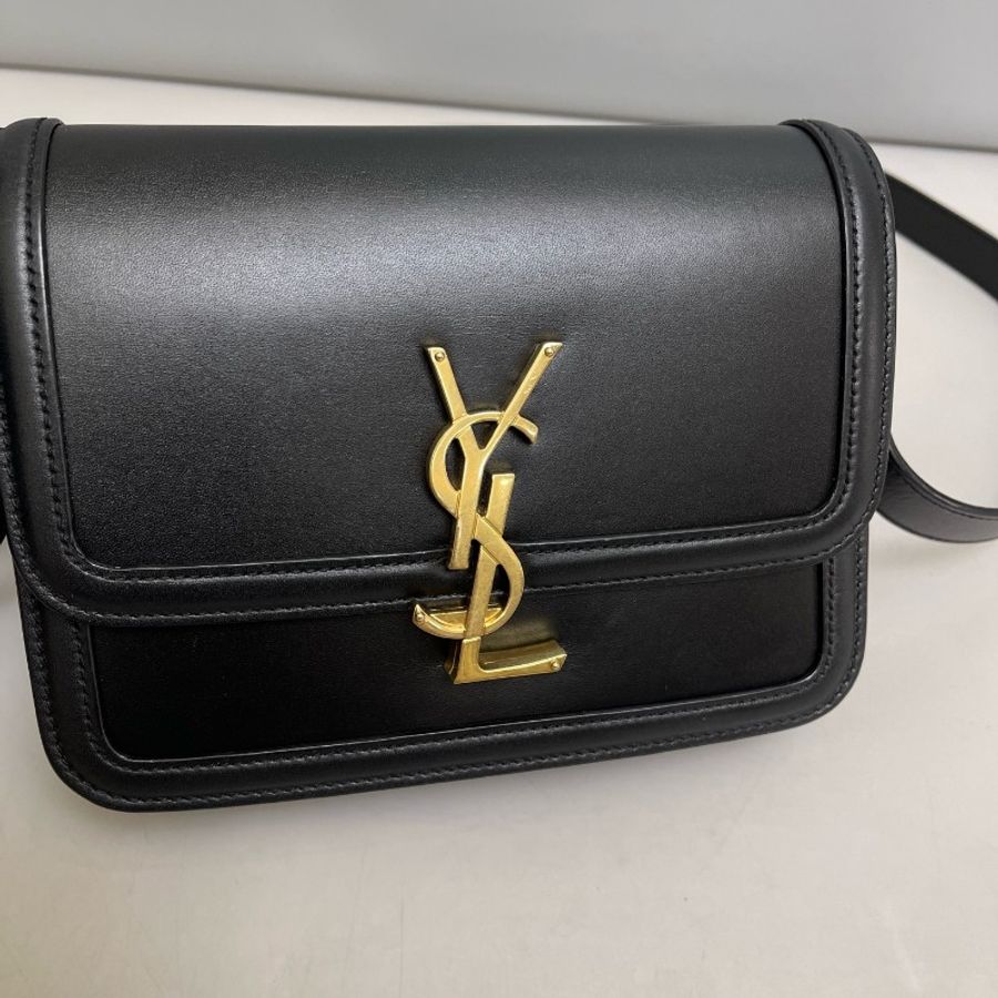 YSL solferino box小號黑金全皮豆腐包-6
