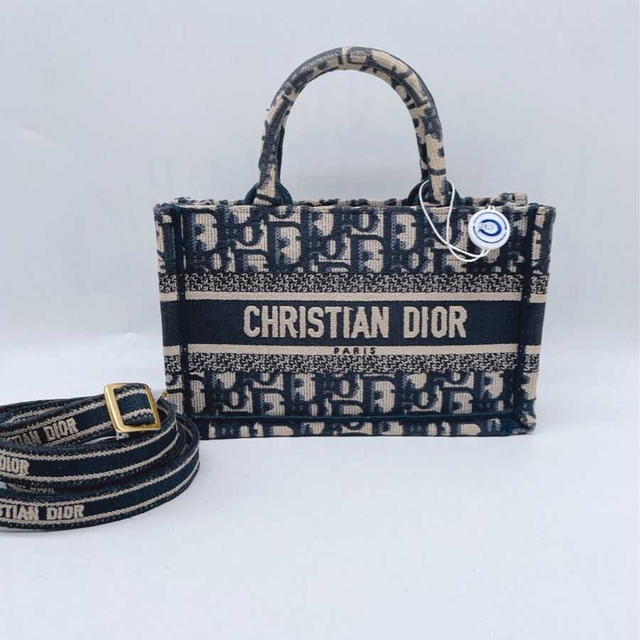 迪奧/Dior Book Tote 橫版迷你托特 經典藍色老花-0