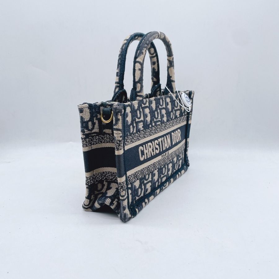 迪奧/Dior Book Tote 橫版迷你托特 經典藍色老花-1