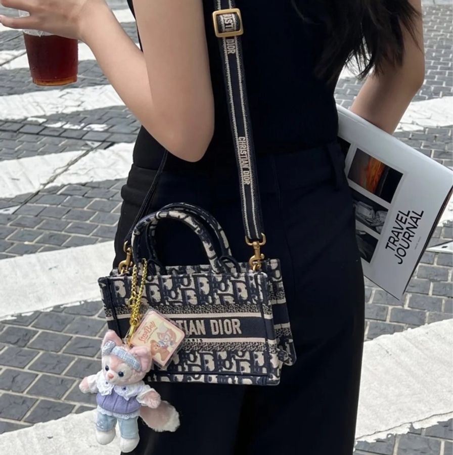 迪奧/Dior Book Tote 橫版迷你托特 經典藍色老花-6