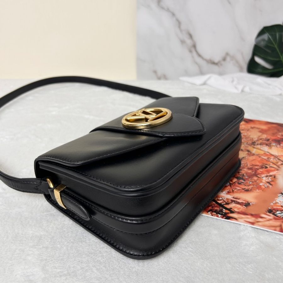 LV Pont9 MM 金釦下蓋斜背包 M55948-12