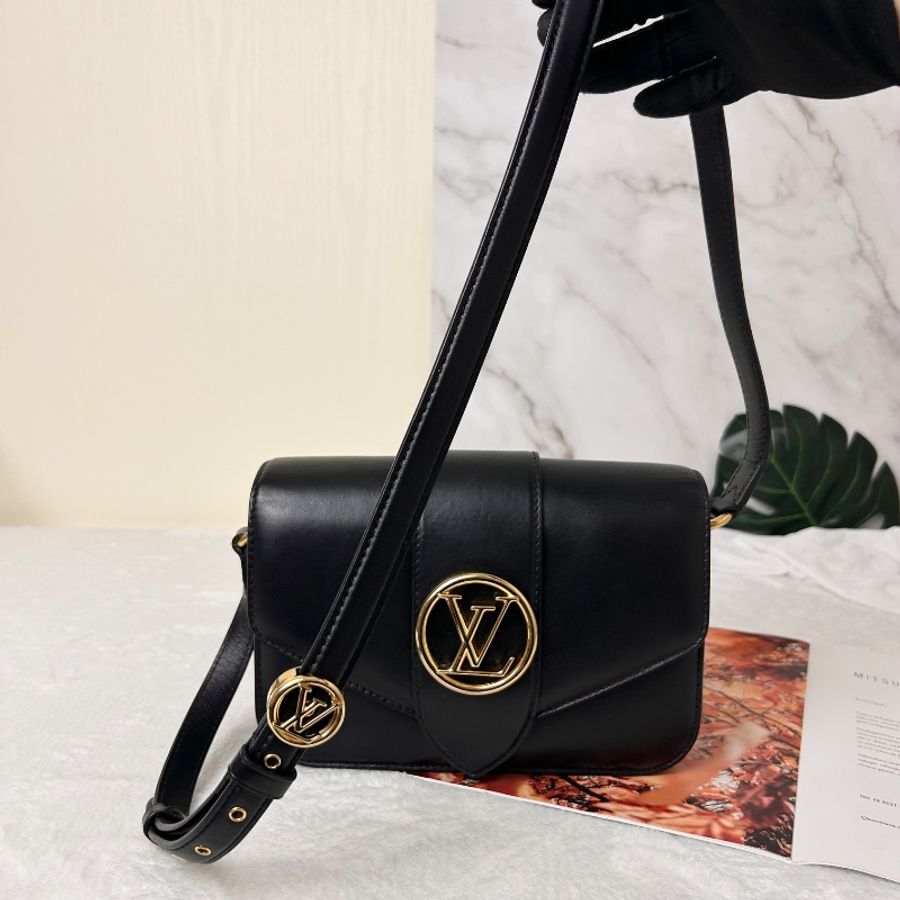 LV Pont9 MM 金釦下蓋斜背包 M55948-18