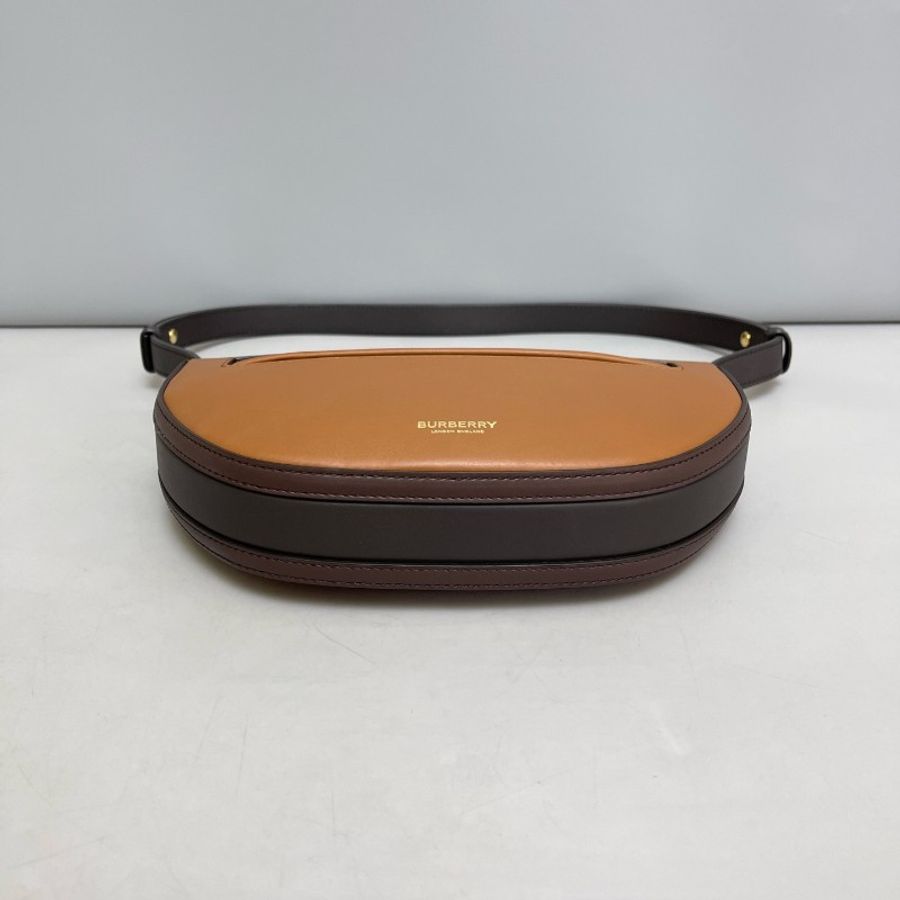 Burberry 焦糖色拼色半月單肩斜挎包-4