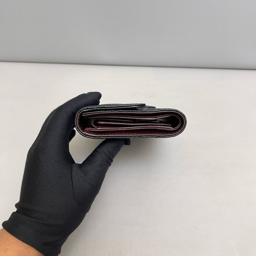 Chanel cf黑銀荔枝紋長款錢包-3