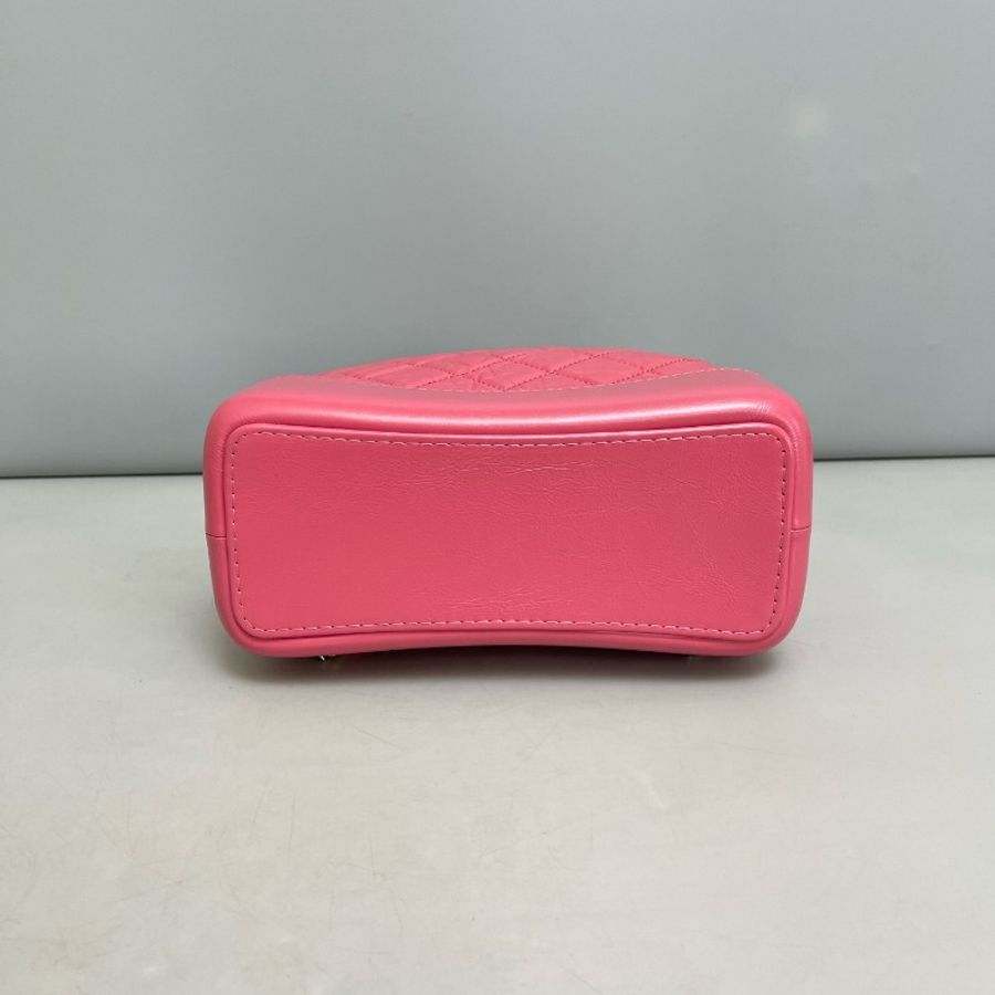 Chanel 桃粉色全皮菱格流浪雙肩包-4