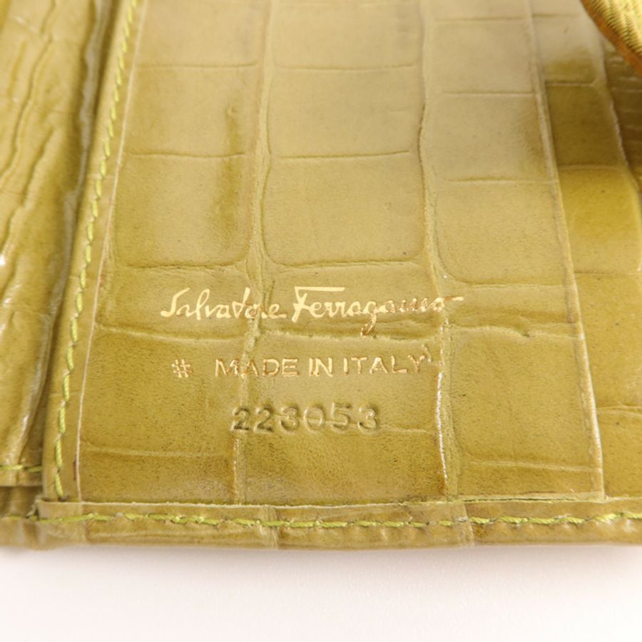 Salvatore Ferragamo 牛皮皮革Vara Bow Crocodile-Embossed Wallet錢包-7