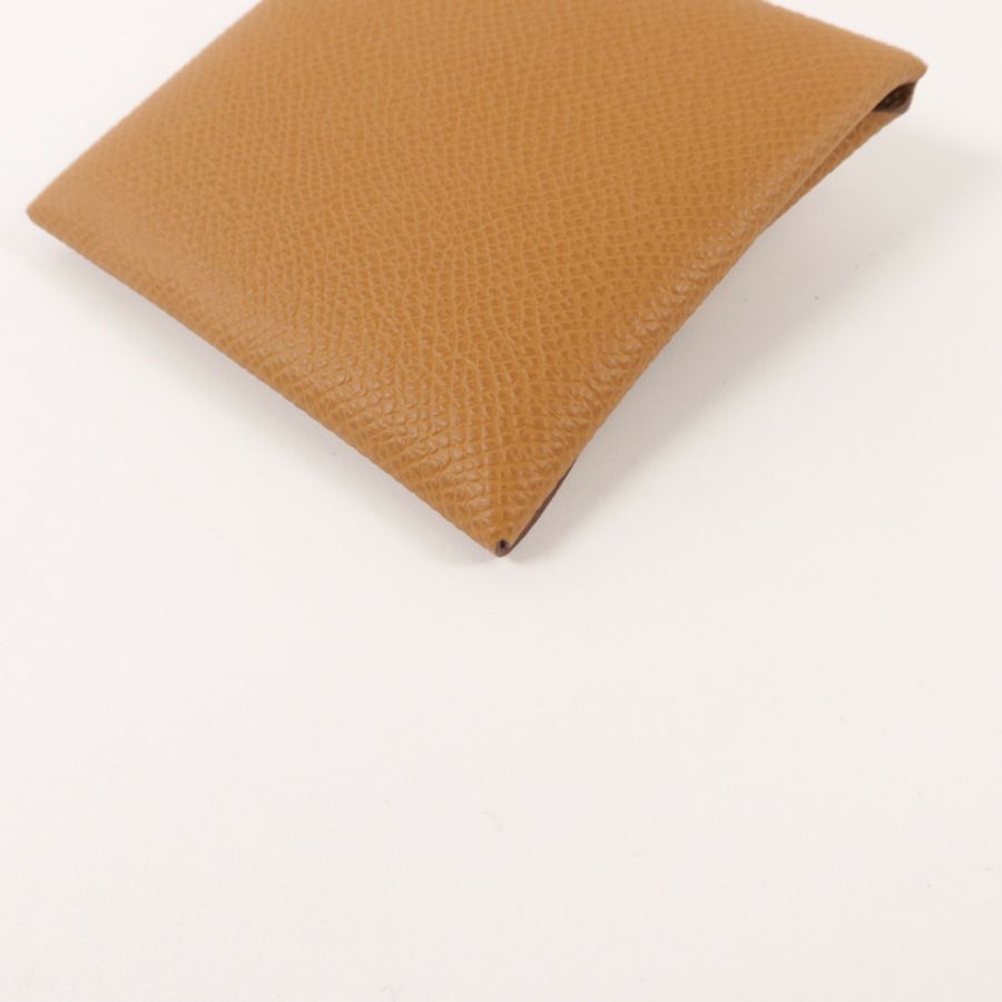 HERMES Epsom皮革Bastia Change Purse零錢包Gold-12