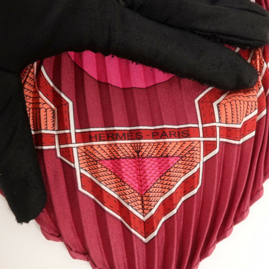 HERMES 絲質Pleated Scarf 130x45cm絲巾-4