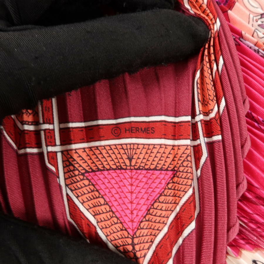 HERMES 絲質Pleated Scarf 130x45cm絲巾-5