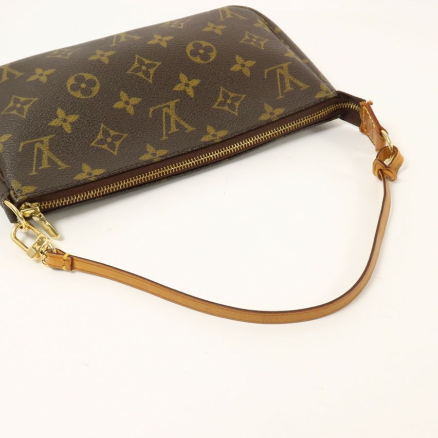 LOUIS VUITTON Monogram Pochette Accessoires手挽袋棕色-7