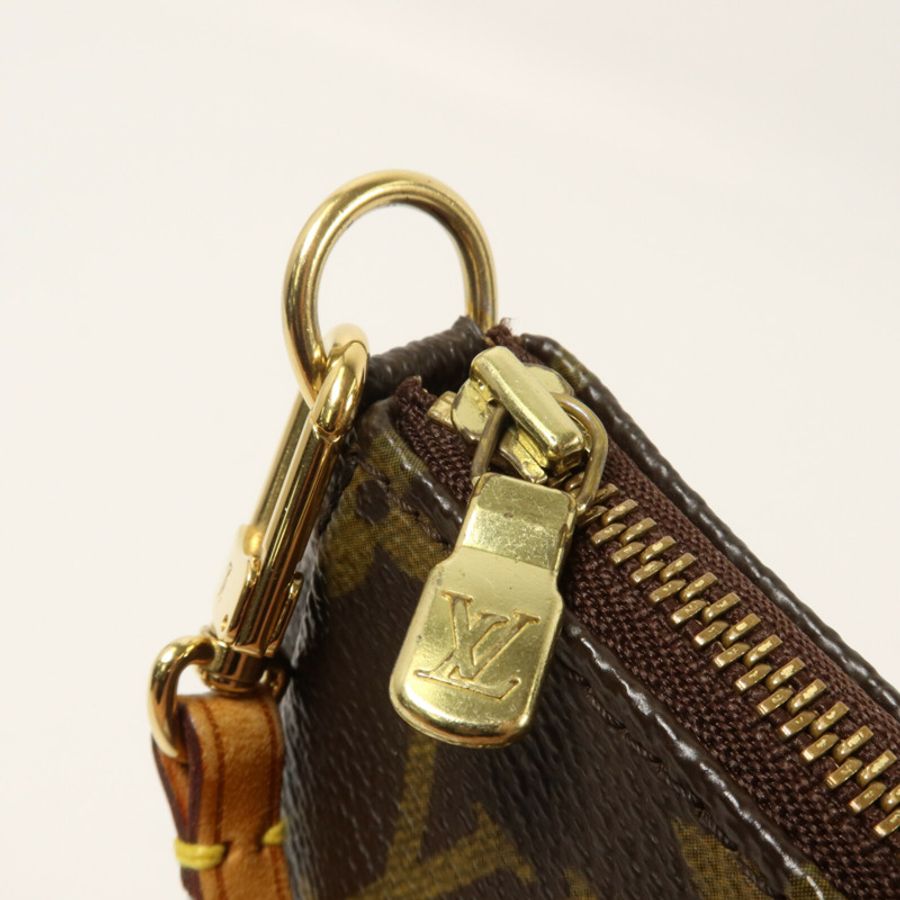 LOUIS VUITTON Monogram Pochette Accessoires手挽袋棕色-9