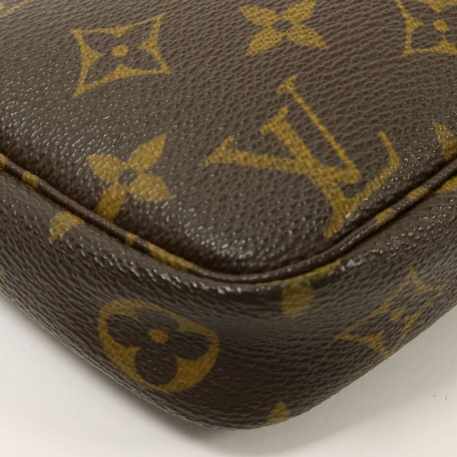 LOUIS VUITTON Monogram Pochette Accessoires手挽袋棕色-10