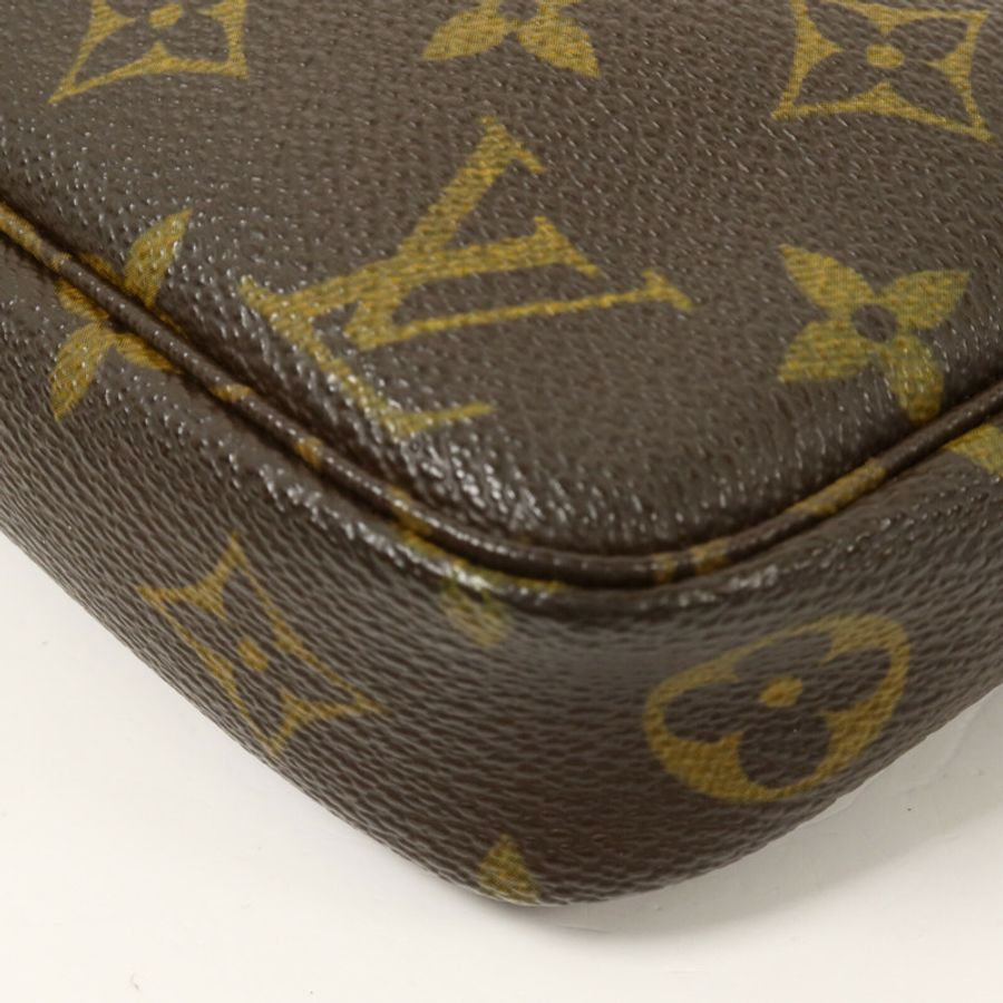 LOUIS VUITTON Monogram Pochette Accessoires手挽袋棕色-11