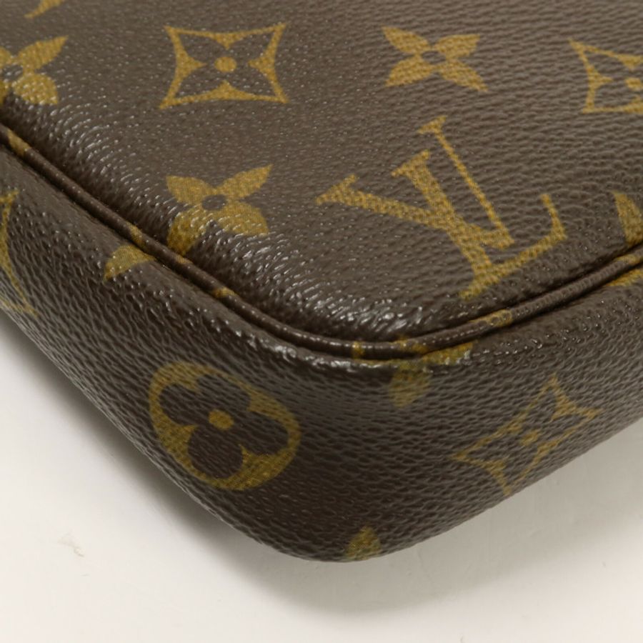 LOUIS VUITTON Monogram Pochette Accessoires手挽袋棕色-12