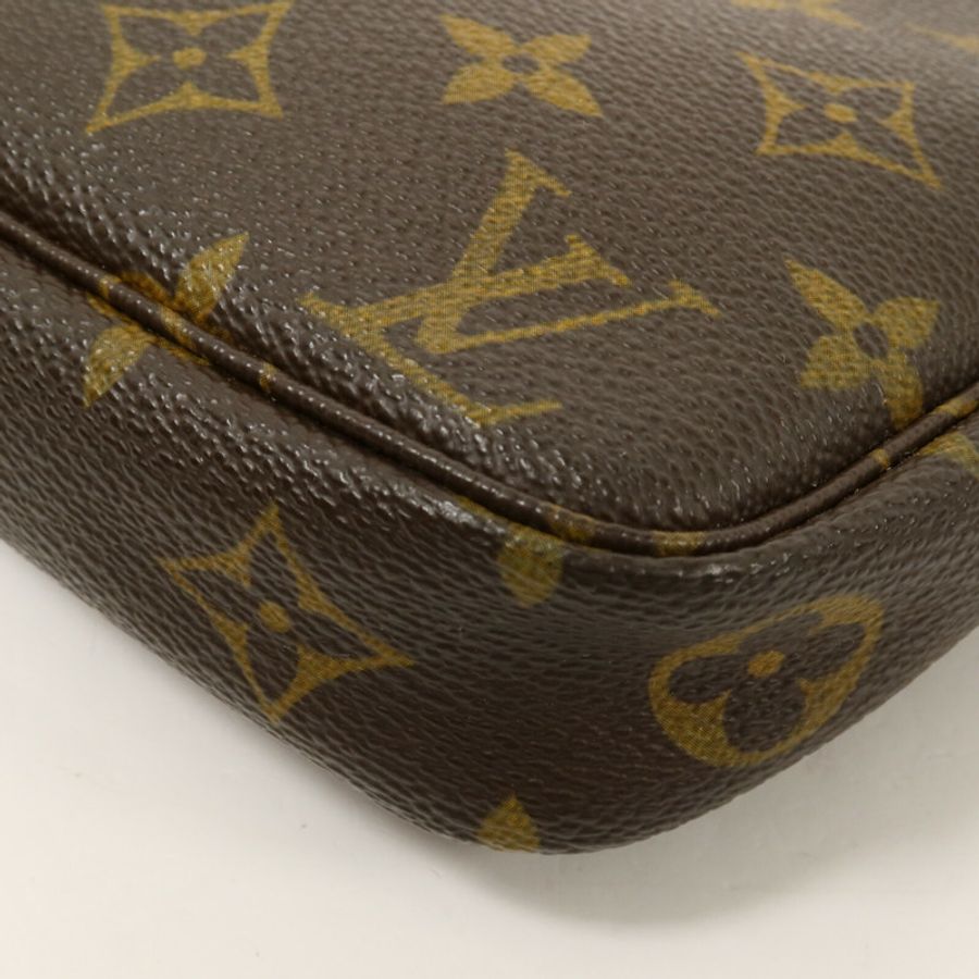 LOUIS VUITTON Monogram Pochette Accessoires手挽袋棕色-13