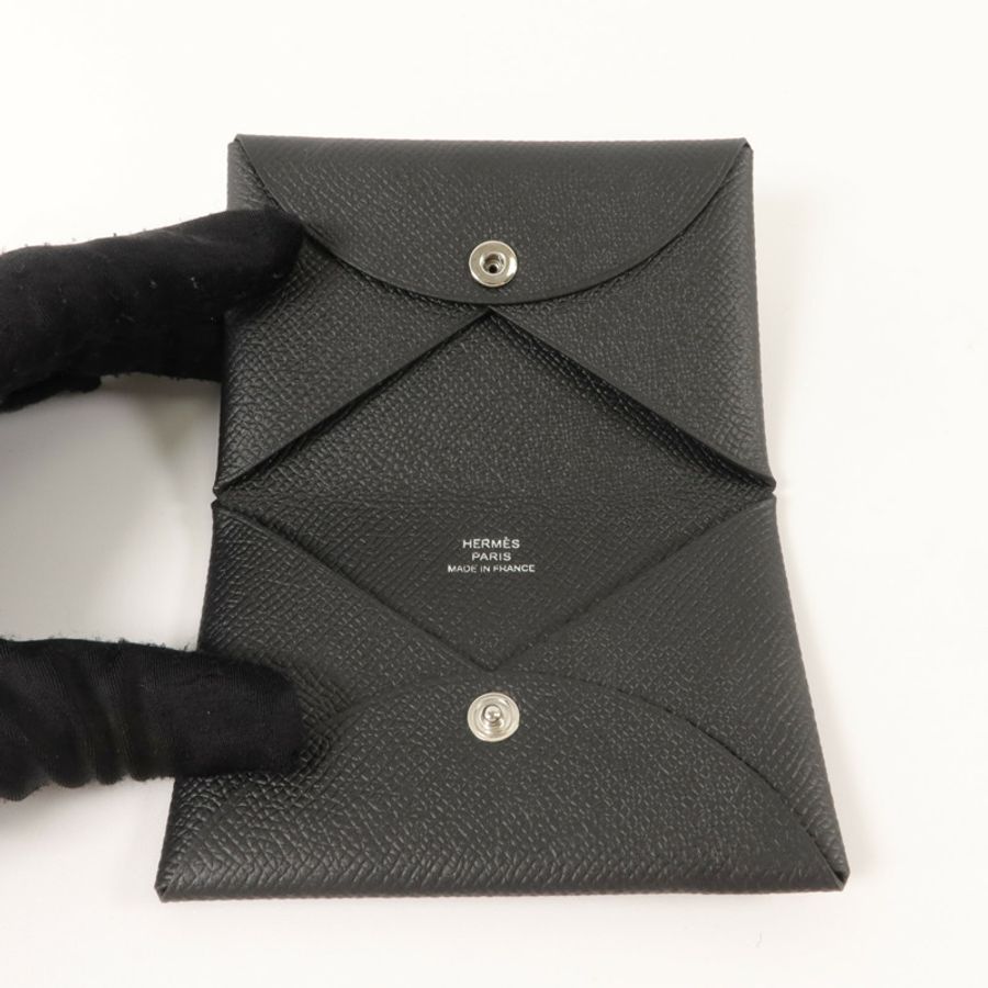 HERMES Epsom皮革Calvi Card Case卡片套Noir-4