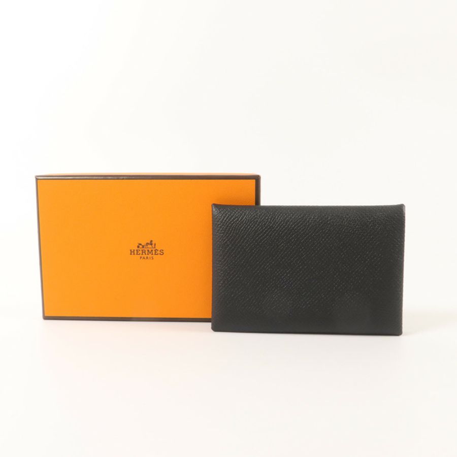 HERMES Epsom皮革Calvi Card Case卡片套Noir-8