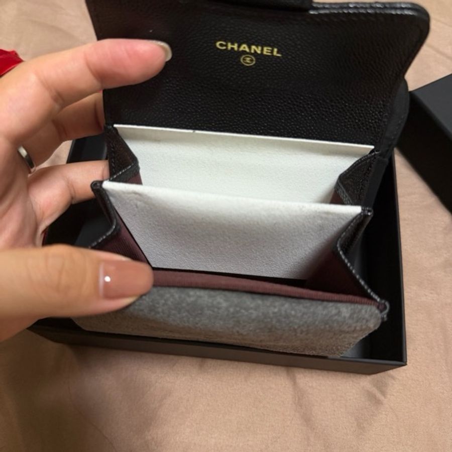 Chanel淡金雙層卡包-9
