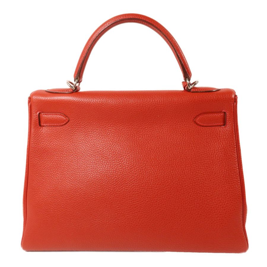 HERMES Clemence皮革Kelly 32手挽肩背兩用袋Rouge H-1