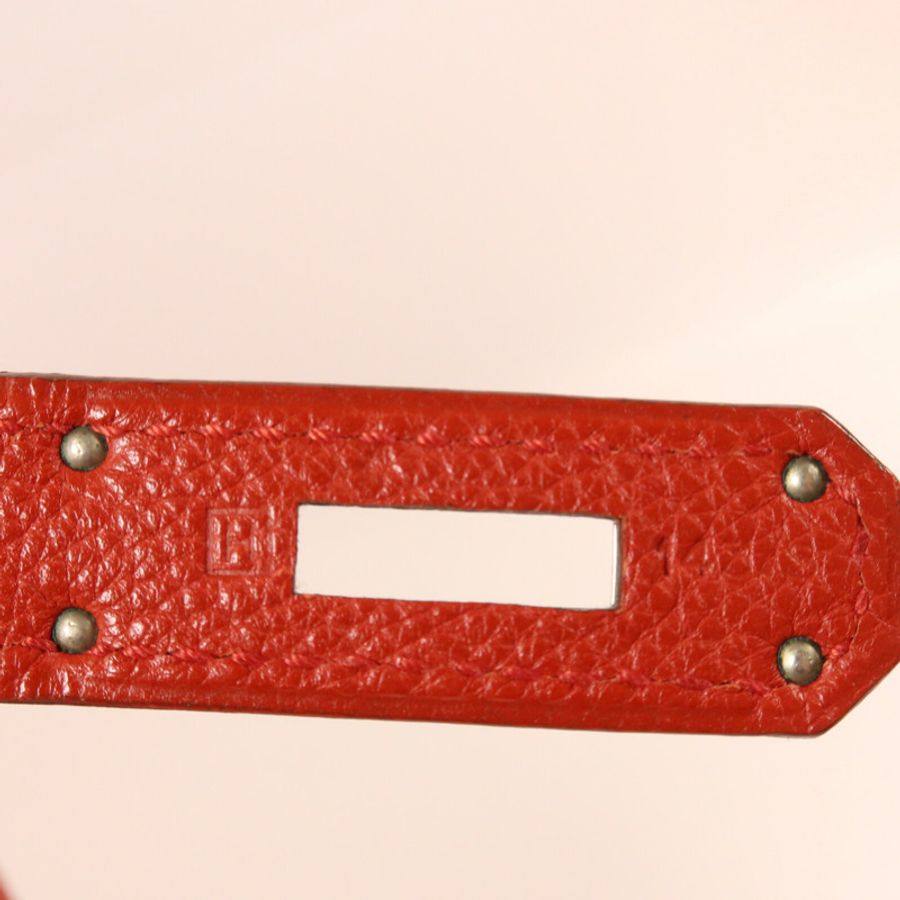HERMES Clemence皮革Kelly 32手挽肩背兩用袋Rouge H-6