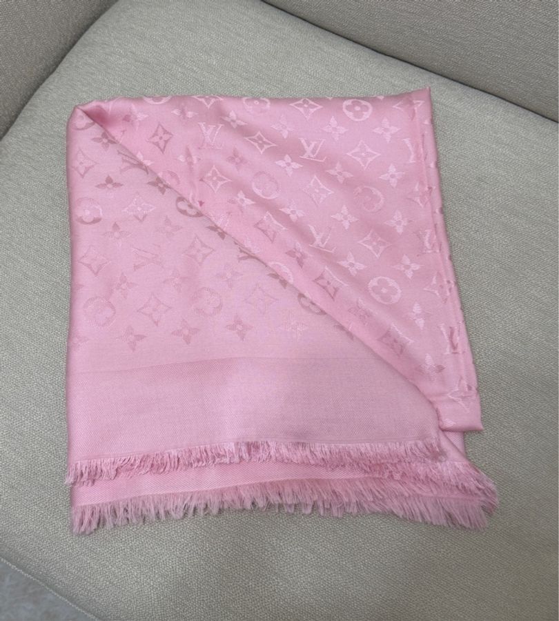 LV Louis Vuitton 粉色Monogram 圍巾-0